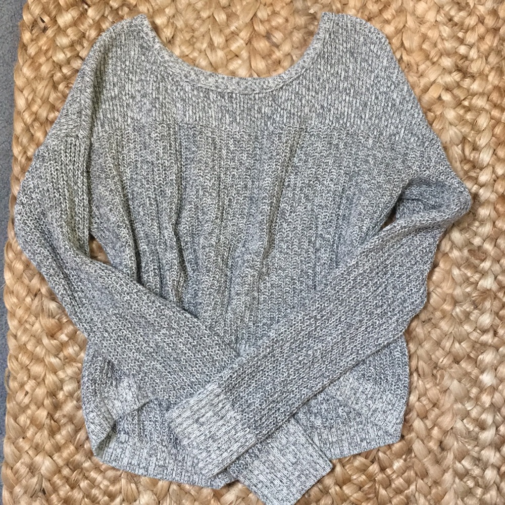 American Eagle Slouchy Gray Cropped Sweater